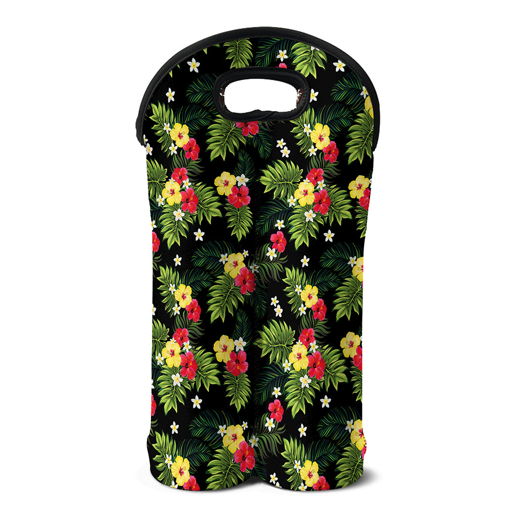 Tropical Hibiscus Aloha Pattern Print Double Neoprene Wine Tote