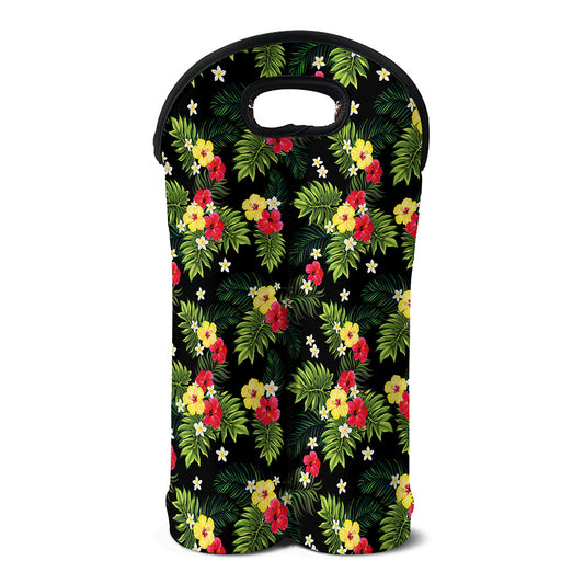 Tropical Hibiscus Aloha Pattern Print Double Neoprene Wine Tote