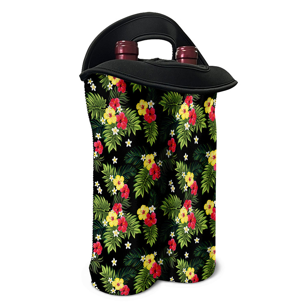 Tropical Hibiscus Aloha Pattern Print Double Neoprene Wine Tote