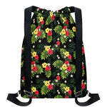 Tropical Hibiscus Aloha Pattern Print Drawstring Backpack