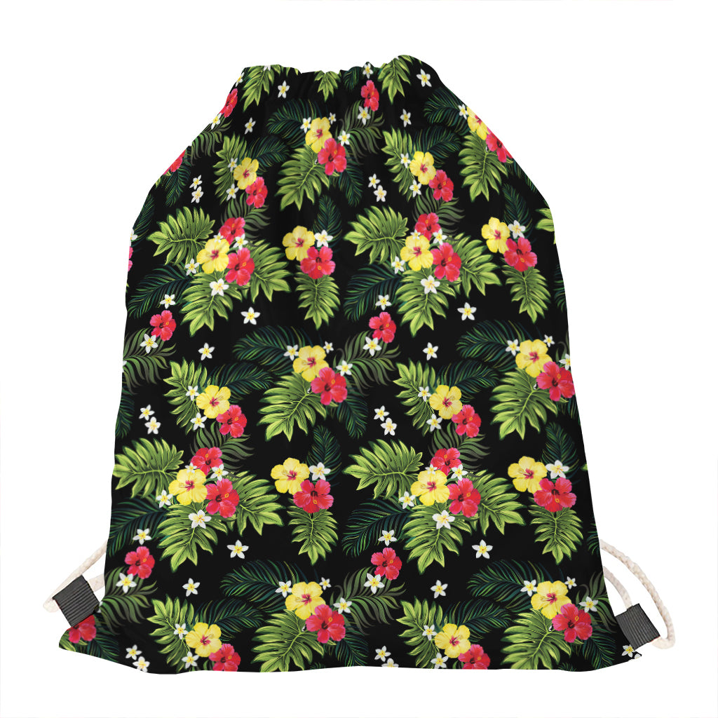 Tropical Hibiscus Aloha Pattern Print Drawstring Bag