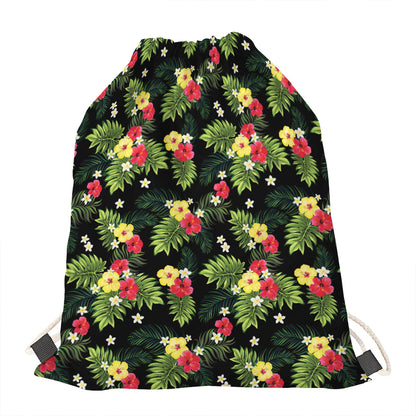 Tropical Hibiscus Aloha Pattern Print Drawstring Bag