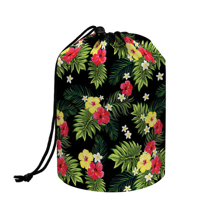 Tropical Hibiscus Aloha Pattern Print Drawstring Makeup Bag