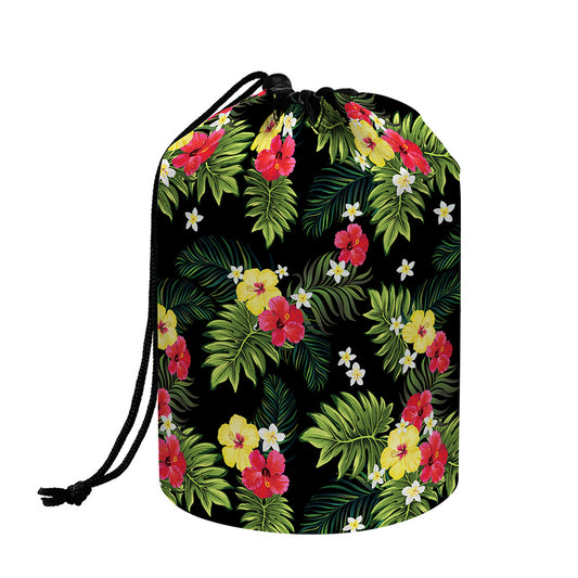 Tropical Hibiscus Aloha Pattern Print Drawstring Makeup Bag