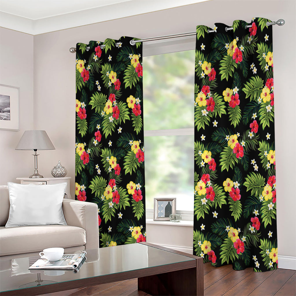 Tropical Hibiscus Aloha Pattern Print Extra Wide Grommet Curtains