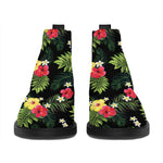 Tropical Hibiscus Aloha Pattern Print Flat Ankle Boots