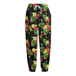 Tropical Hibiscus Aloha Pattern Print Fleece Lined Knit Pants
