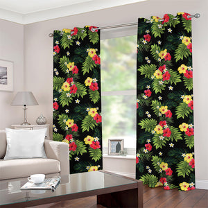 Tropical Hibiscus Aloha Pattern Print Grommet Curtains