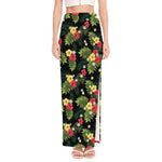 Tropical Hibiscus Aloha Pattern Print High Slit Maxi Skirt