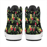 Tropical Hibiscus Aloha Pattern Print High Top Leather Sneakers