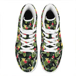 Tropical Hibiscus Aloha Pattern Print High Top Leather Sneakers