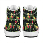 Tropical Hibiscus Aloha Pattern Print High Top Leather Sneakers