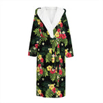 Tropical Hibiscus Aloha Pattern Print Hooded Bathrobe