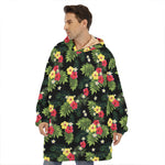 Tropical Hibiscus Aloha Pattern Print Hoodie Blanket