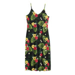 Tropical Hibiscus Aloha Pattern Print Jersey Midi Cami Dress