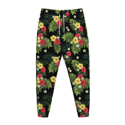 Tropical Hibiscus Aloha Pattern Print Jogger Pants
