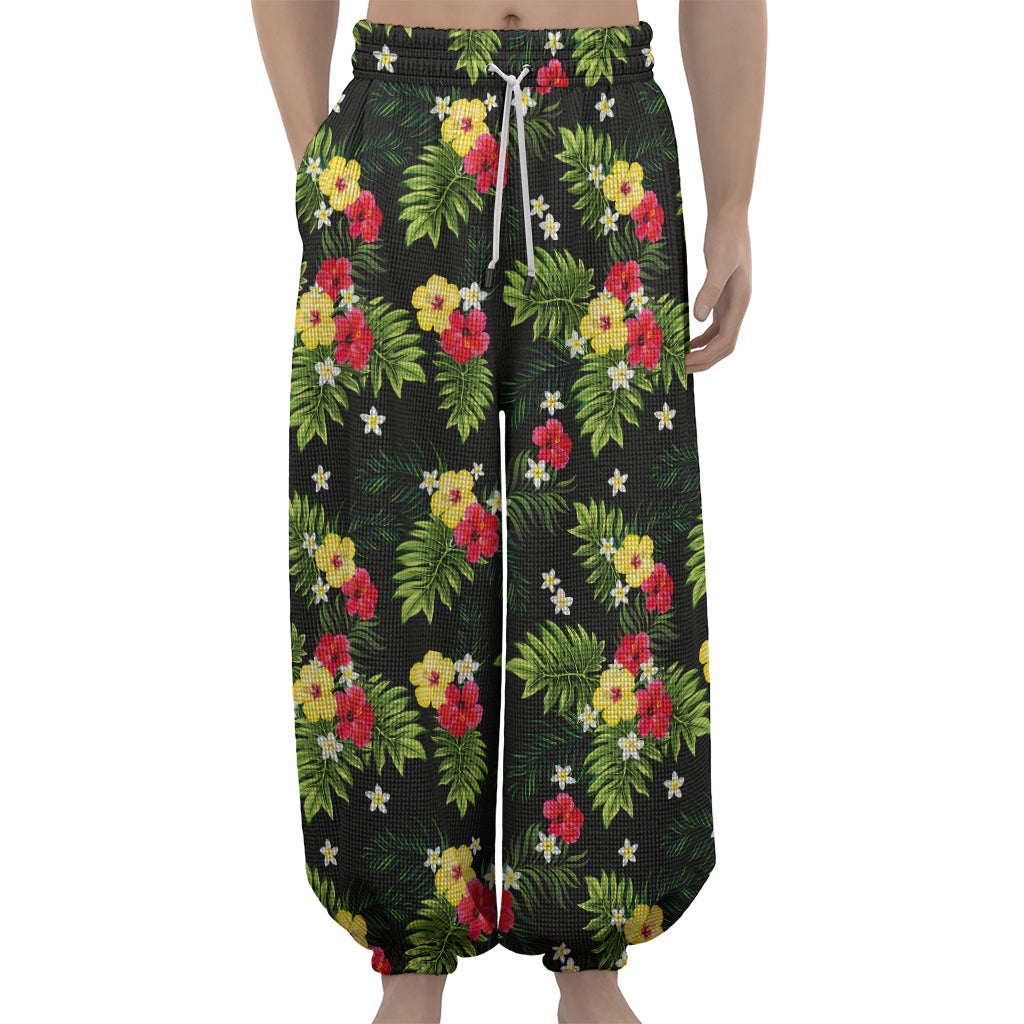 Tropical Hibiscus Aloha Pattern Print Lantern Pants