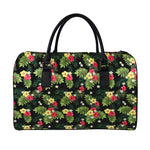 Tropical Hibiscus Aloha Pattern Print Leather Duffle Bag
