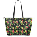 Tropical Hibiscus Aloha Pattern Print Leather Tote Bag With Zipper