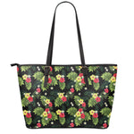 Tropical Hibiscus Aloha Pattern Print Leather Tote Bag