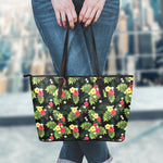 Tropical Hibiscus Aloha Pattern Print Leather Tote Bag