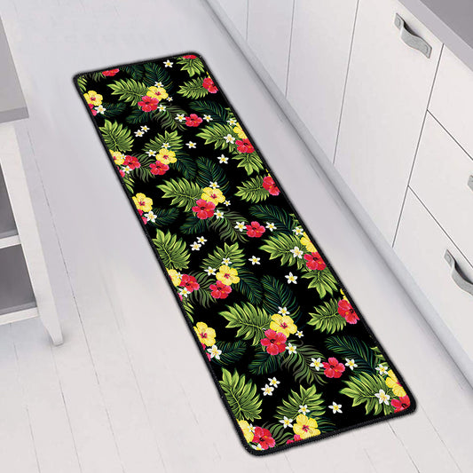 Tropical Hibiscus Aloha Pattern Print Long Kitchen Mat