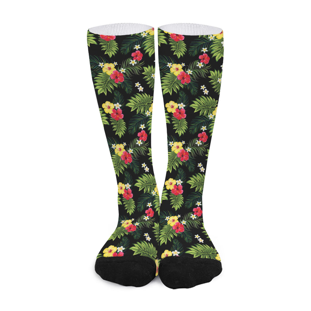 Tropical Hibiscus Aloha Pattern Print Long Socks