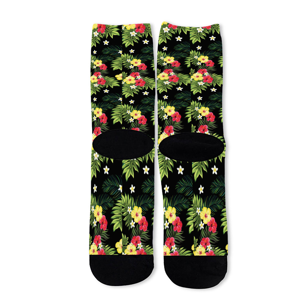 Tropical Hibiscus Aloha Pattern Print Long Socks