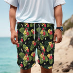 Tropical Hibiscus Aloha Pattern Print Men's Cargo Shorts