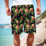 Tropical Hibiscus Aloha Pattern Print Men's Cargo Shorts