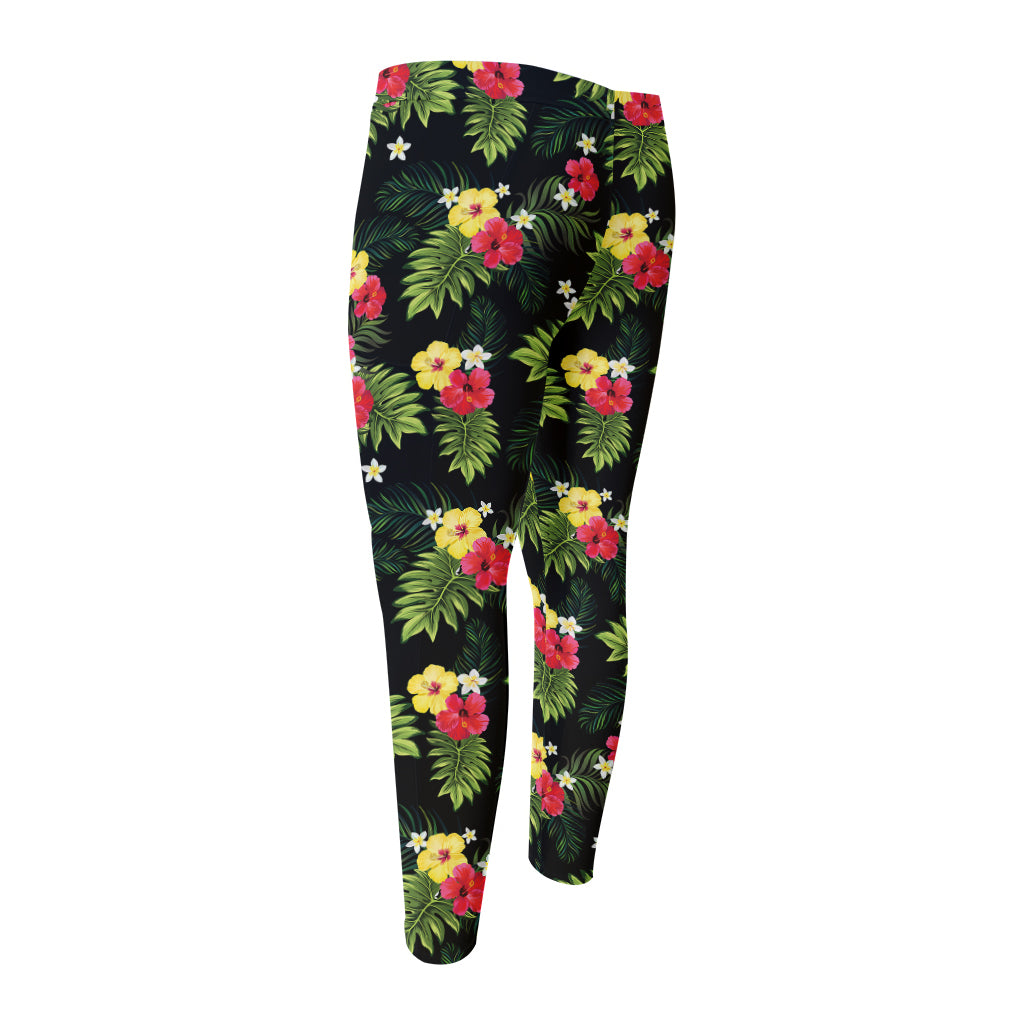 Tropical Hibiscus Aloha Pattern Print Men's Compression Pants