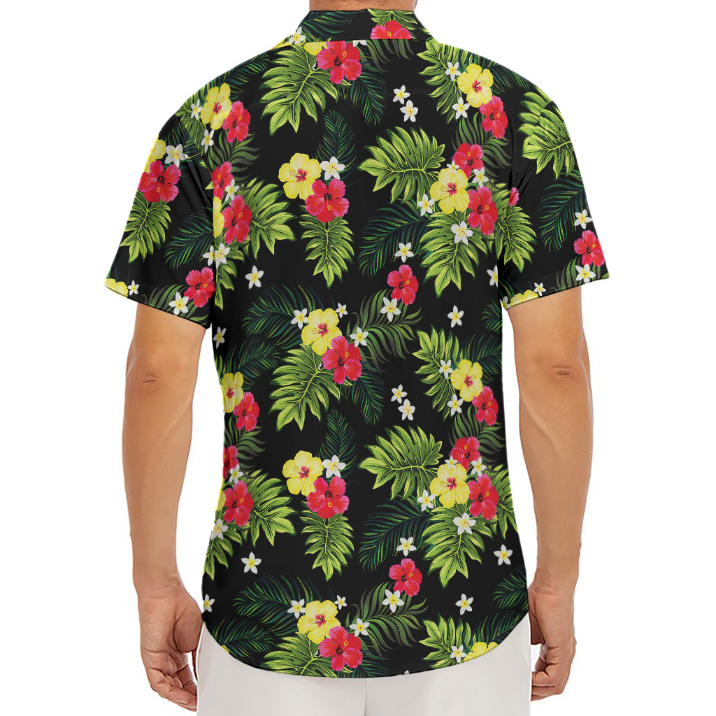 Tropical Hibiscus Aloha Pattern Print Men's Deep V-Neck Shirt