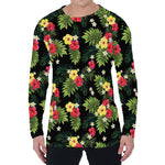 Tropical Hibiscus Aloha Pattern Print Men's Long Sleeve T-Shirt