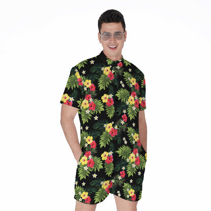 Tropical Hibiscus Aloha Pattern Print Men's Rompers