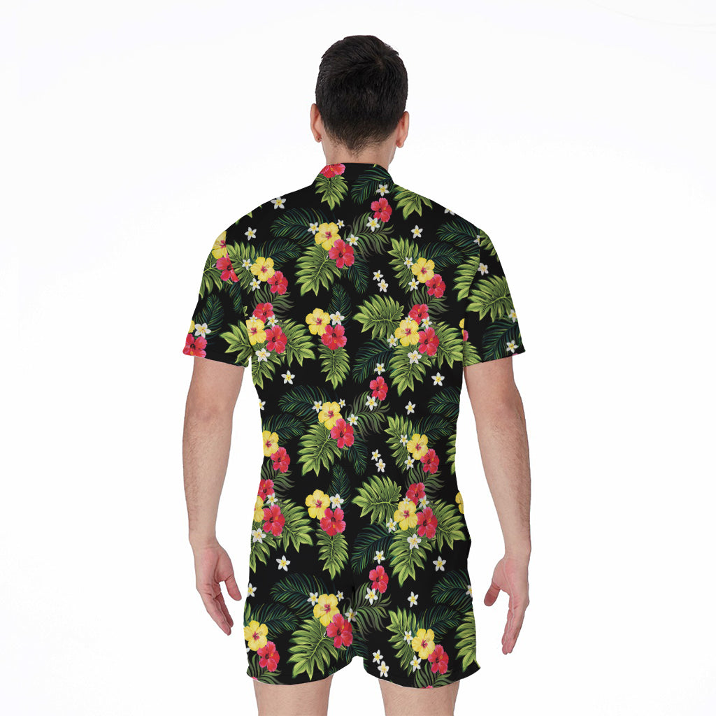 Tropical Hibiscus Aloha Pattern Print Men's Rompers