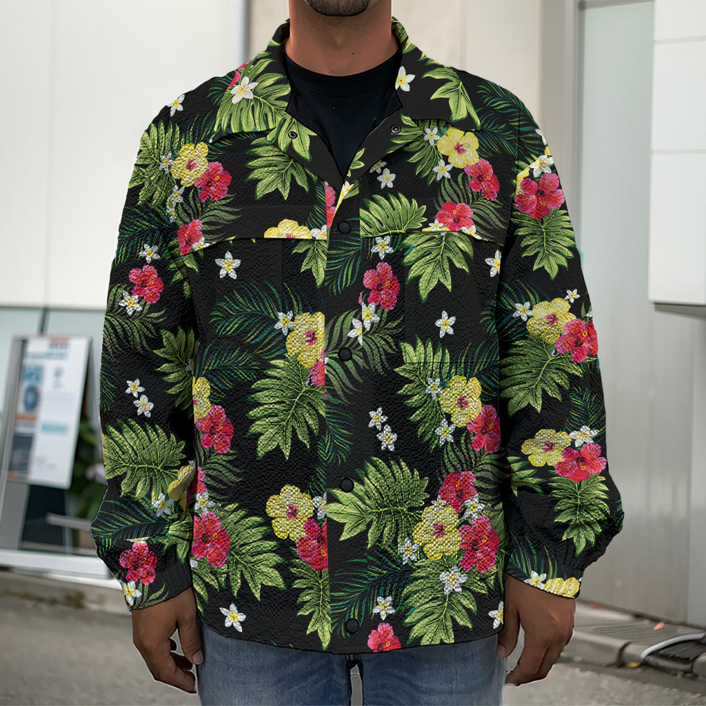 Tropical Hibiscus Aloha Pattern Print Men's Shirt Jacket