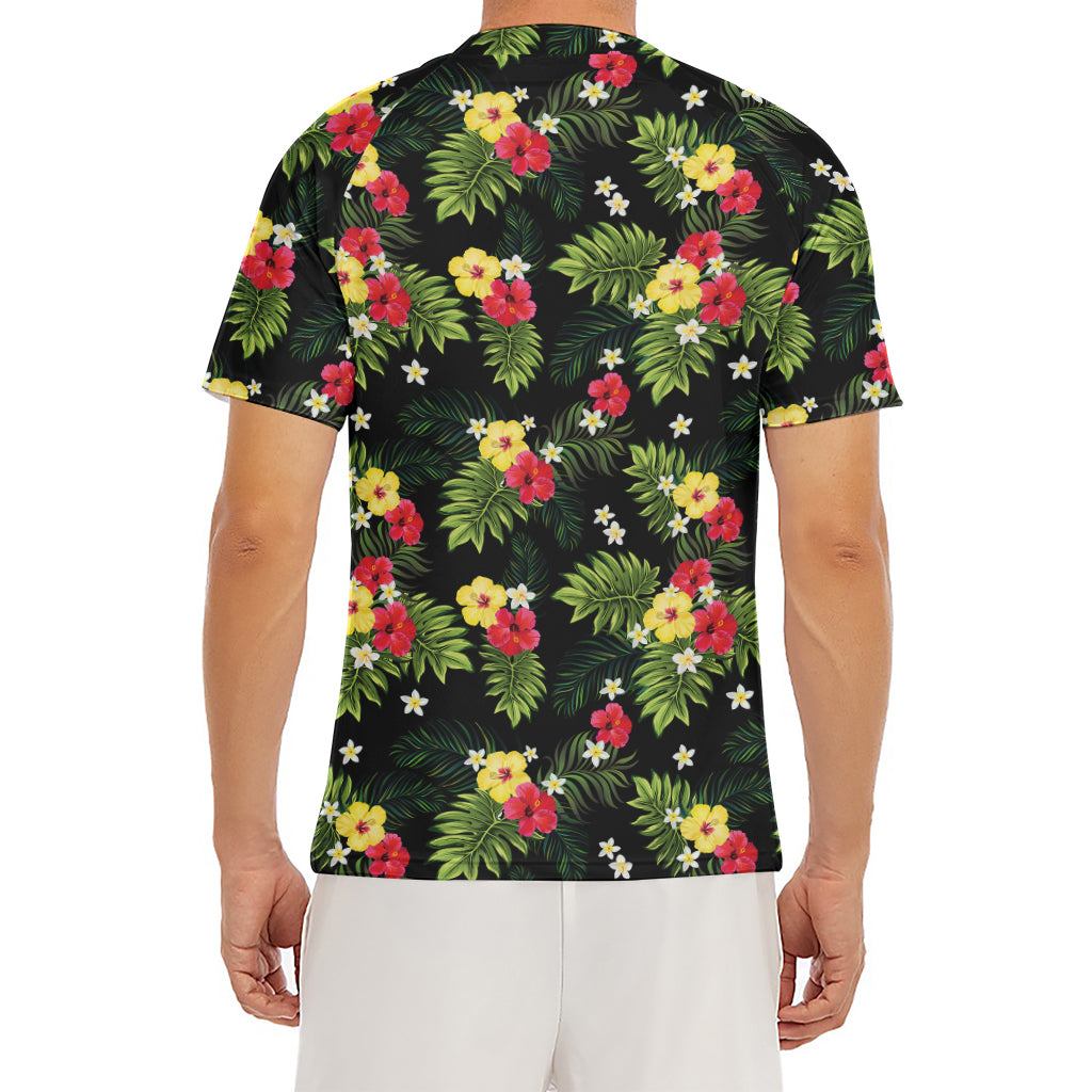 Tropical Hibiscus Aloha Pattern Print Men's Short Sleeve Rash Guard