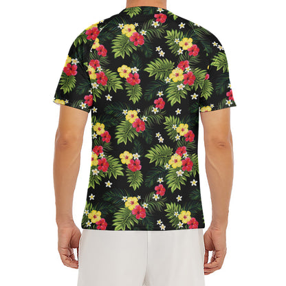 Tropical Hibiscus Aloha Pattern Print Men's Short Sleeve Rash Guard
