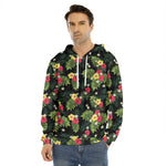 Tropical Hibiscus Aloha Pattern Print Men's Velvet Pullover Hoodie