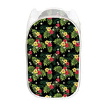 Tropical Hibiscus Aloha Pattern Print Mesh Laundry Hamper