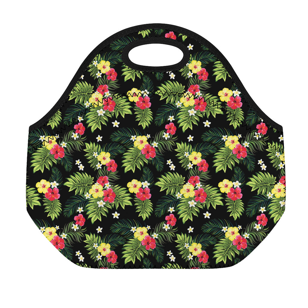 Tropical Hibiscus Aloha Pattern Print Neoprene Lunch Bag