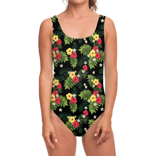 Tropical Hibiscus Aloha Pattern Print One Piece Swimsuit