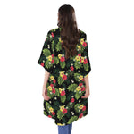 Tropical Hibiscus Aloha Pattern Print Open Front Beach Cover Up