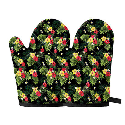 Tropical Hibiscus Aloha Pattern Print Oven Mitts