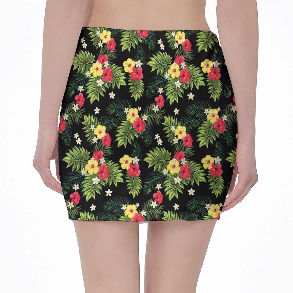 Tropical Hibiscus Aloha Pattern Print Pencil Mini Skirt