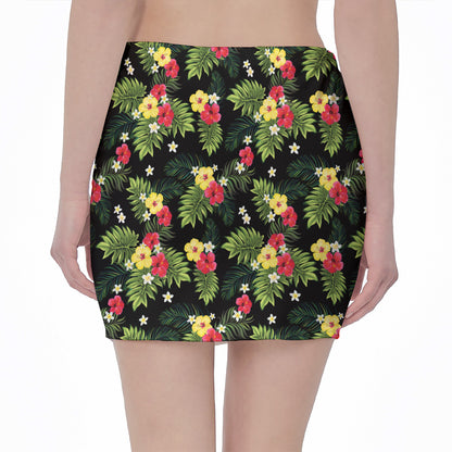 Tropical Hibiscus Aloha Pattern Print Pencil Mini Skirt