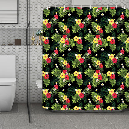 Tropical Hibiscus Aloha Pattern Print Polyester Shower Curtain