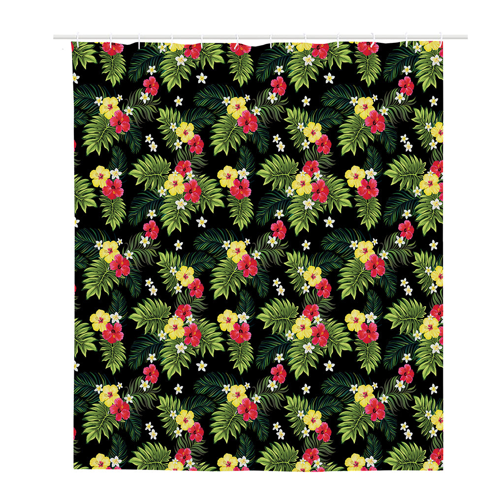 Tropical Hibiscus Aloha Pattern Print Polyester Shower Curtain