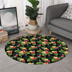 Tropical Hibiscus Aloha Pattern Print Round Rug