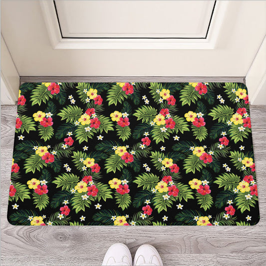 Tropical Hibiscus Aloha Pattern Print Rubber Doormat
